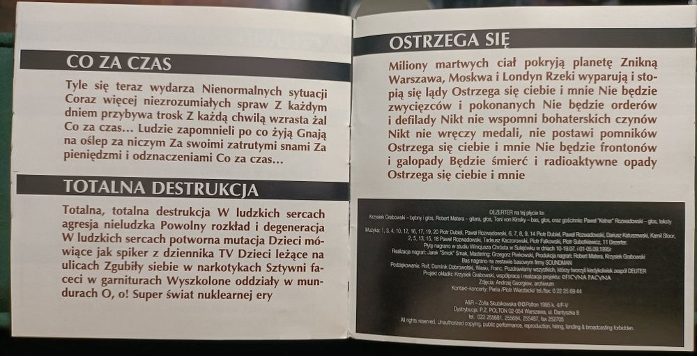 Dezerter Deuter płyta cd Polton 1996r