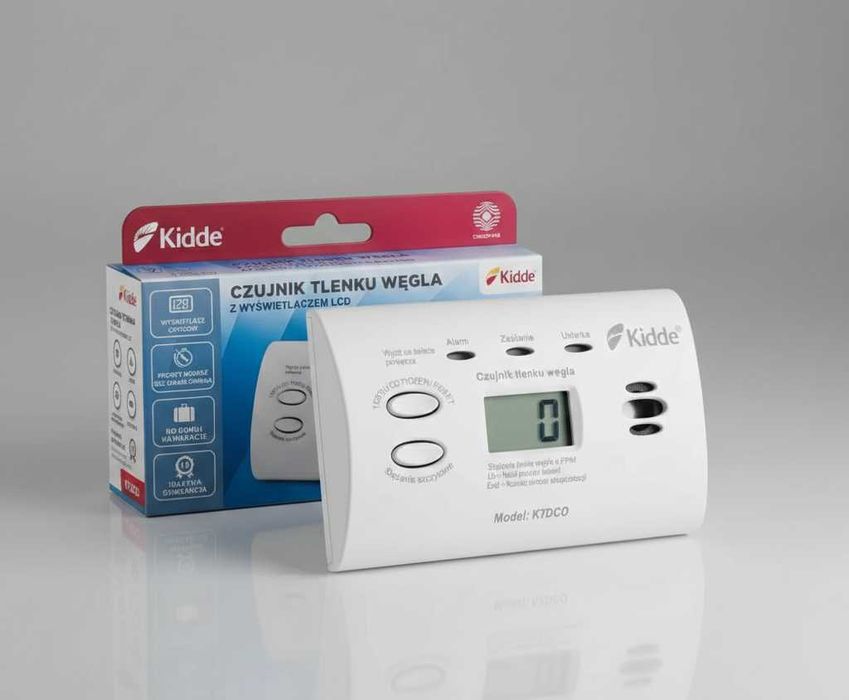 NOWY Czujnik Czadu Tlenku Węgla KIDDE K7DCO LCD NOWY żywotność markowy