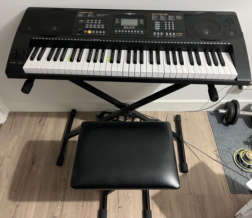 Teclado/Piano Eletrónico MK-7000 + Suporte + Banco Ajustável