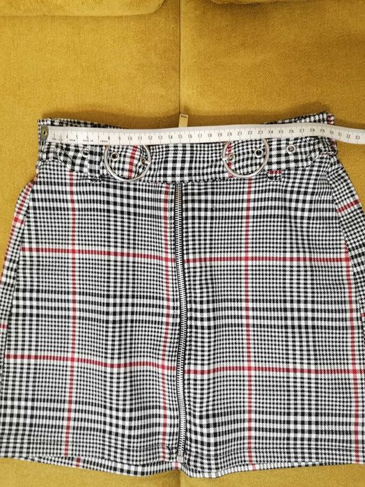 Bershka, spódnica mini, krata