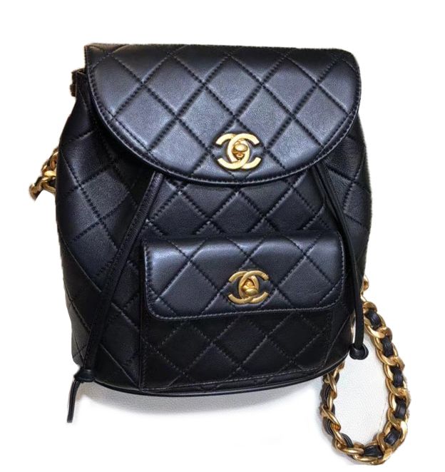Mochila Mala Bolsa Chanel lambskin leather flap backpack