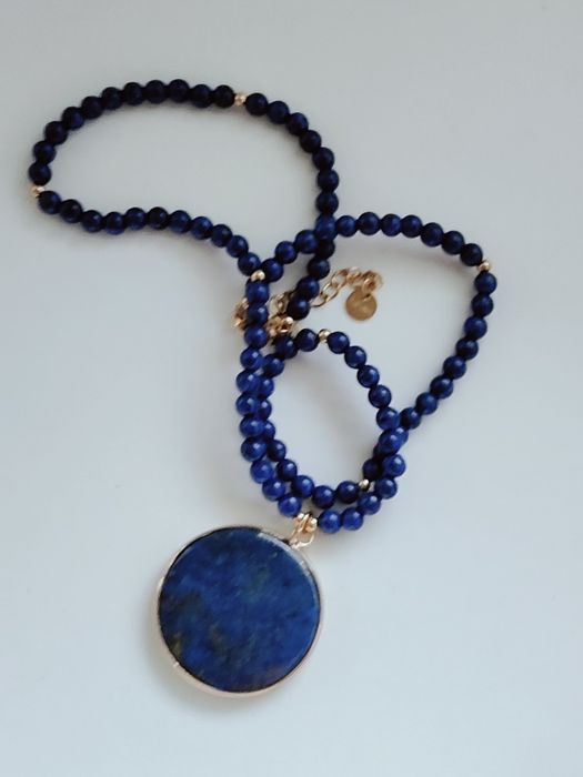 Naszyjnik wisiorek lapis lazuli naturalny kamień vintage retro
