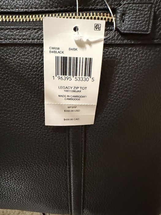 Нова шкіряна сумка Coach Legacy Zip Tote | Оригінал