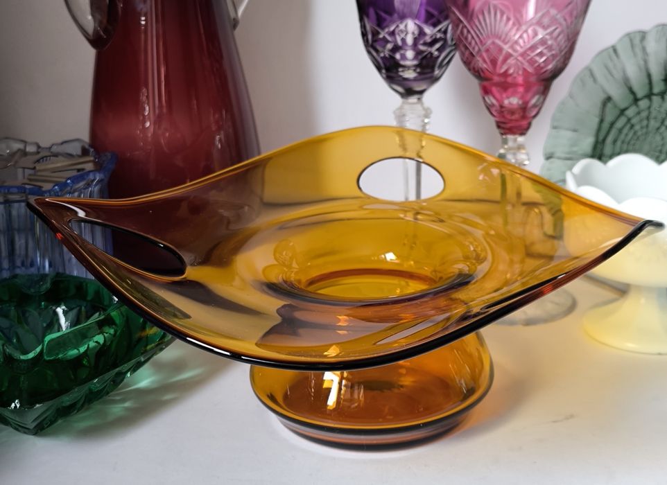 Patera Huta Laura piękne stare kolorowe szkło