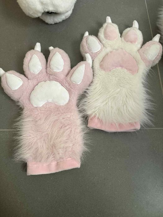 Furry head mask rozowy wilk