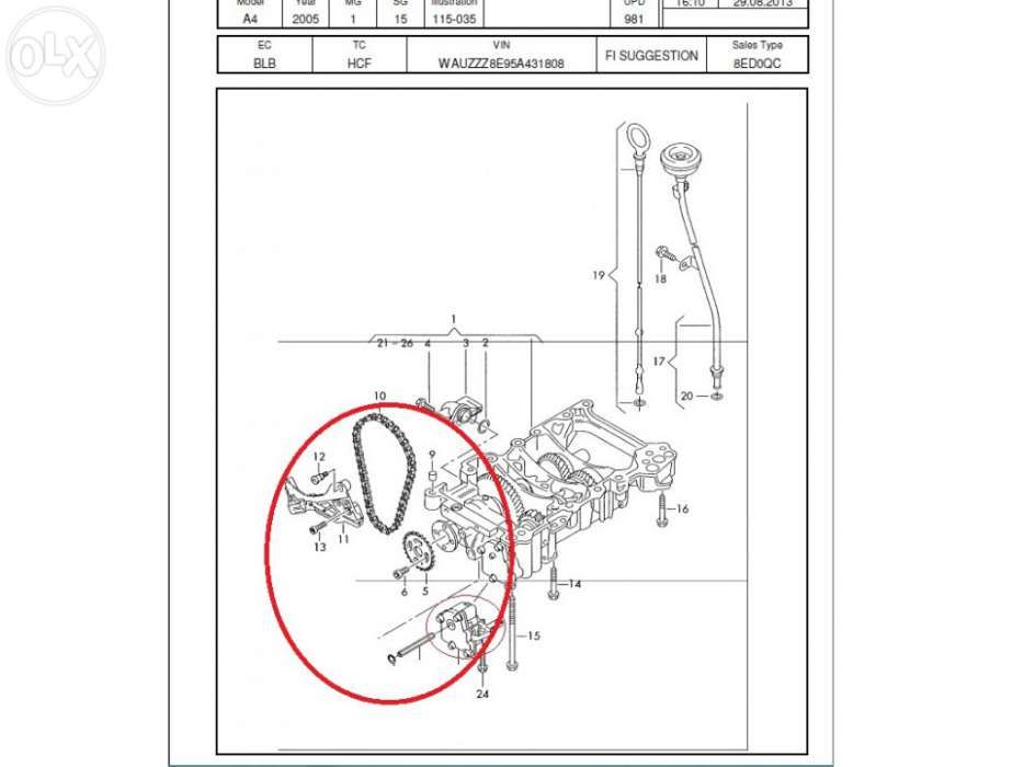 Kit de reparação de bomba de óleo AUDI A4 B7 - A6 VW PASSAT - 2.0 td