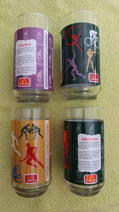 Coleção 4 Copos McDonalds Coca-Cola Jogos Olímpicos Atlanta 1996 (Raros)