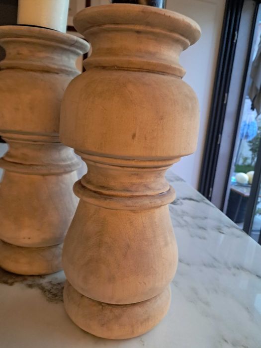 Candelabros porta velas madeira maciça