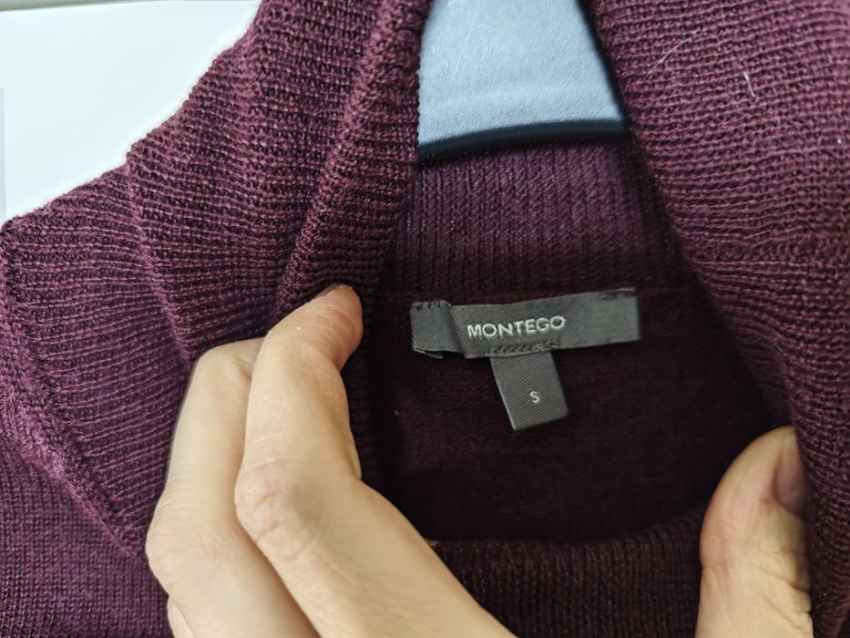 Śliwkowy golf sweter z wełną, Montego, rozmiar S