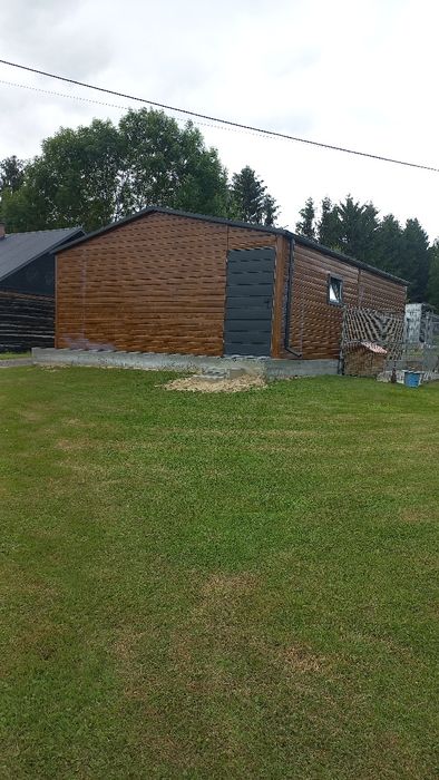 6x8 garaż blaszany drewnopodobny