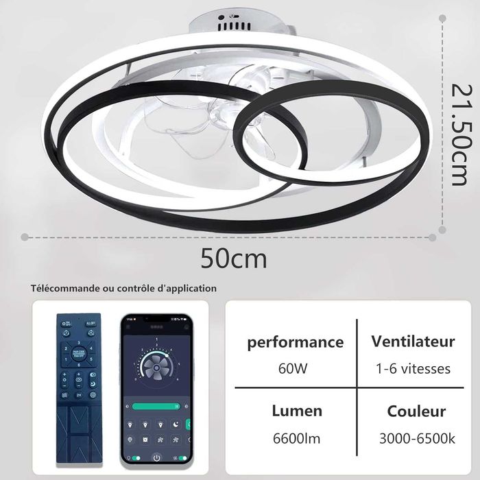 nowoczesna lampa wentylator sufitowy żyrandol led pilot