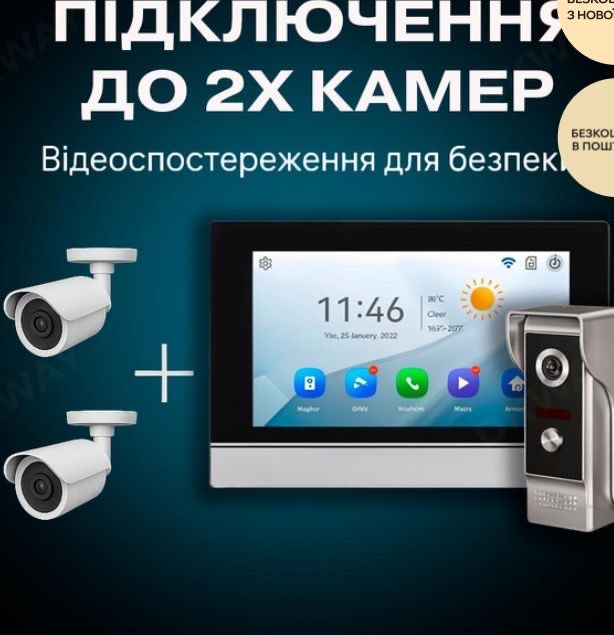 Комплект WI-FI відеодомофона розумна HD система для будинку / квартири