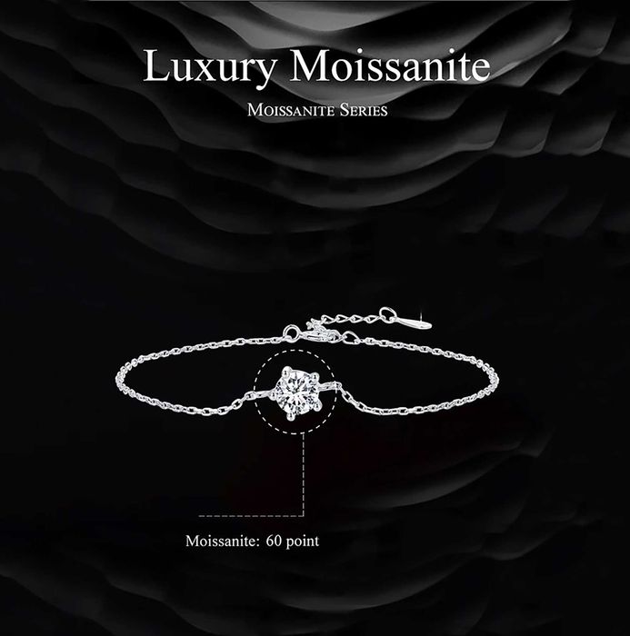 Браслет з муасанітом 1 карат, муассаниты, сертификат.