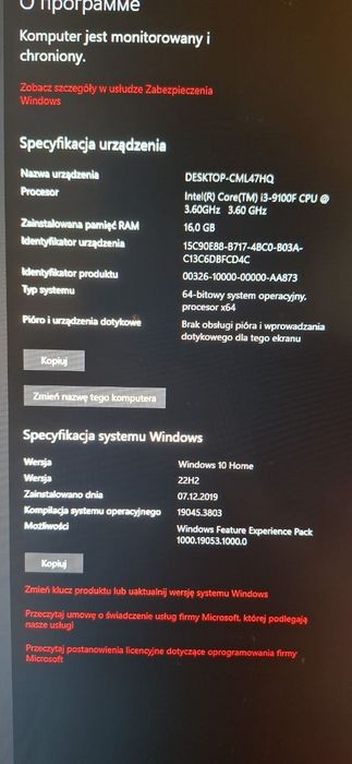 Komputer gamingowy GTX 1650 + i3-9100F