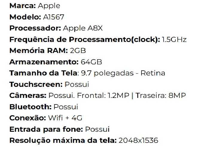 Ipad A1567 c/Capa- Tablet