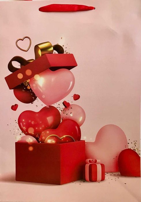 torebka prezentowa serce ok 26x32x10cm sztywna średnia