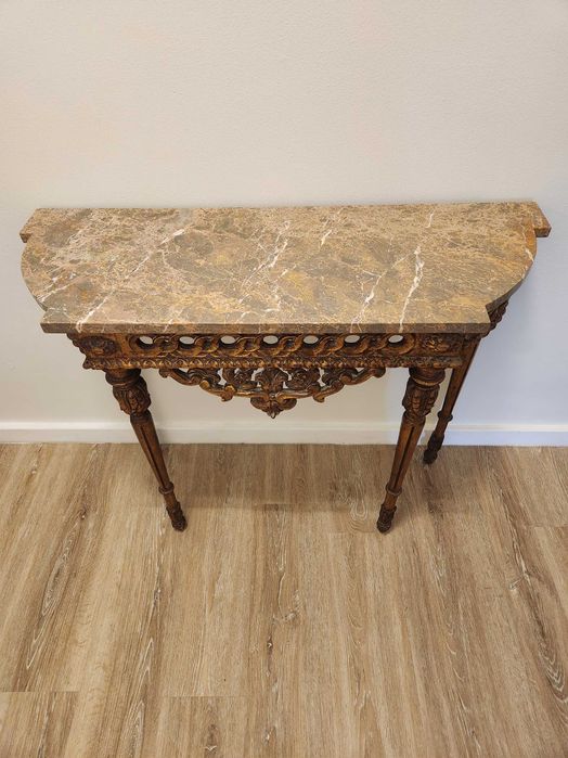 Consola em madeira e mármore