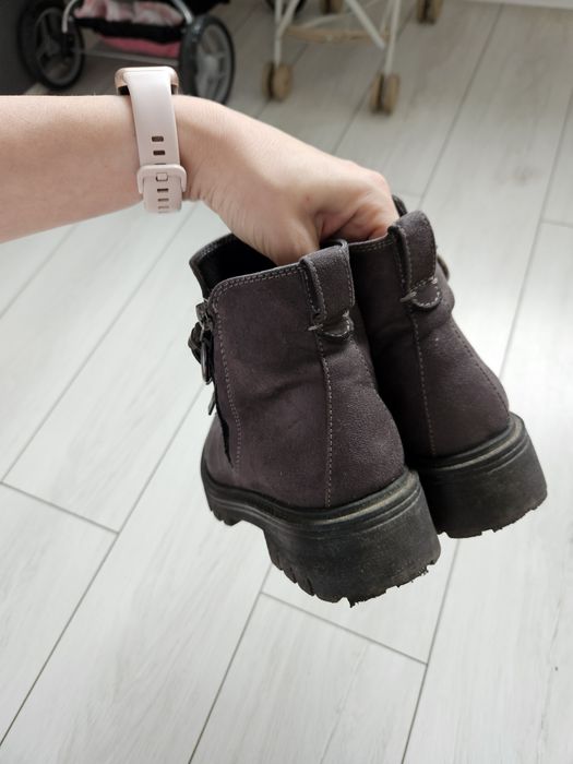 Botki buty ocieplane 36 deichmann szare wąskie