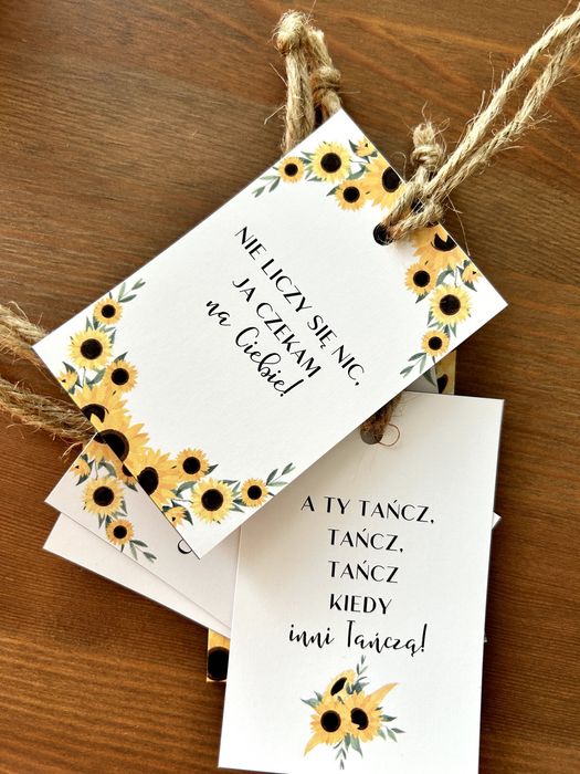 zawieszki na butelki okolicznościowe na sznureczku