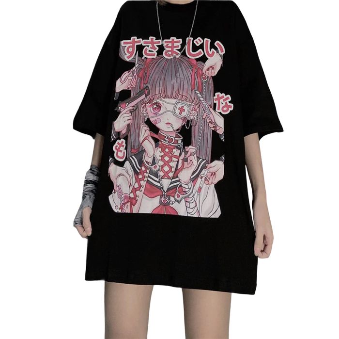 Koszulka z nadrukiem T-SHIRT japoński styl anime harajuku manga - S