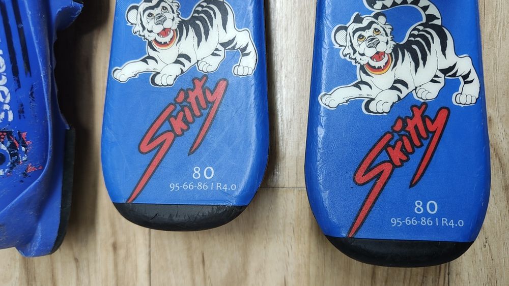 Komplet Junior Narty 80 cm TecnoPro Buty r 27 Kijki Kask Gogle