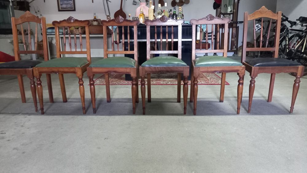 Conjunto 6 cadeiras antigas em madeira