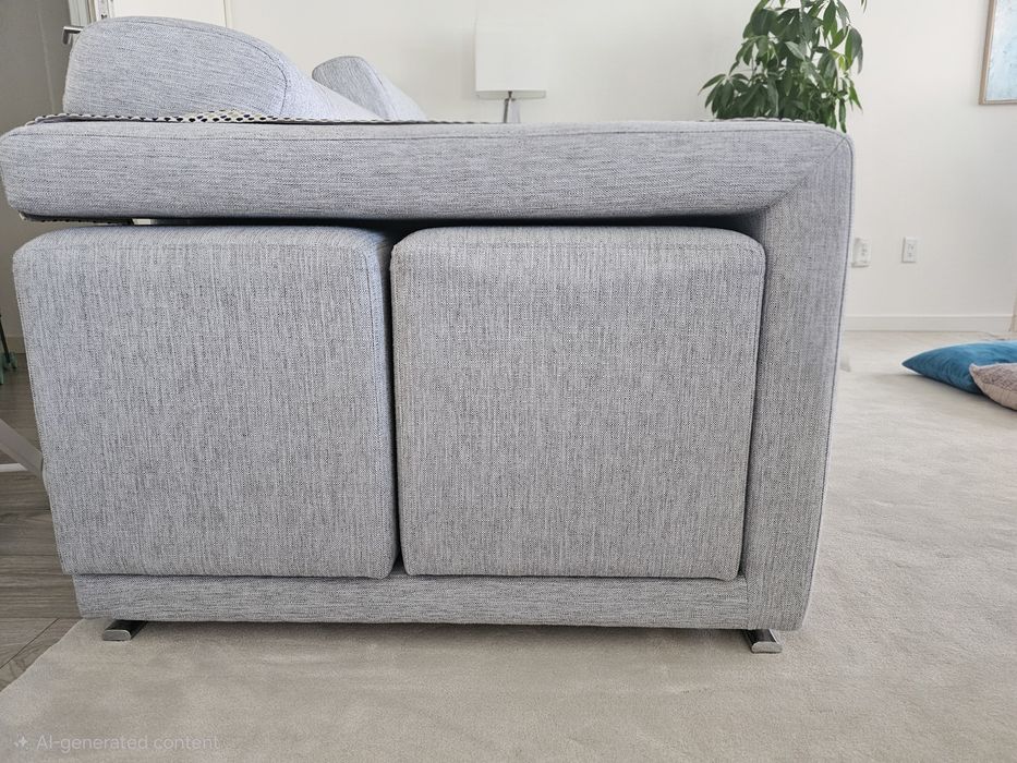 Sofá chaise longue cinzento modular | Assentos extensíveis + 2 bancos