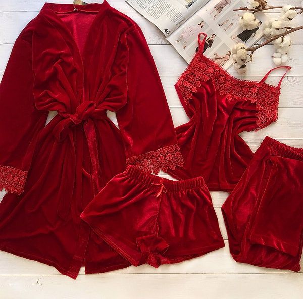 Жіноча велюрова піжама 4в1