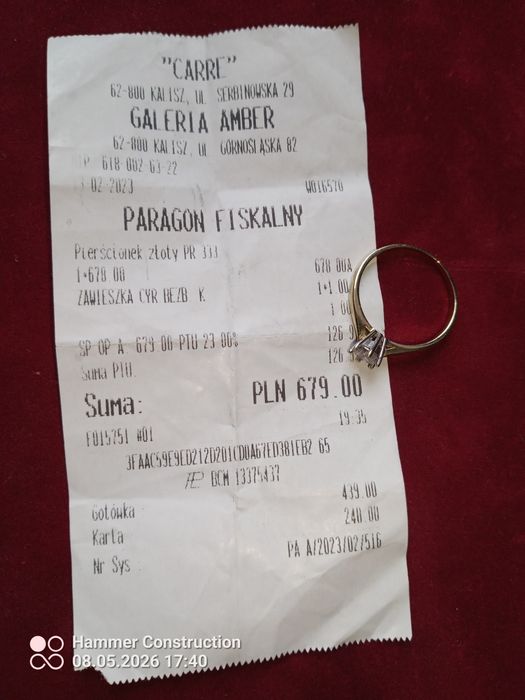 Złoty pierścionek 333