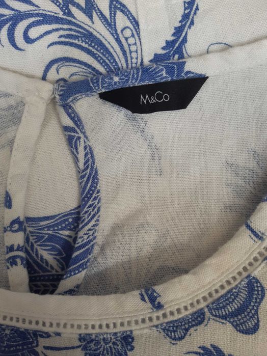 Платье в этно стиле из смесевого льна, лен в принт гжель m&co