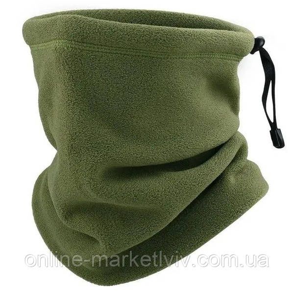 Комплект зимовий флісовий бафф та шапка Олива