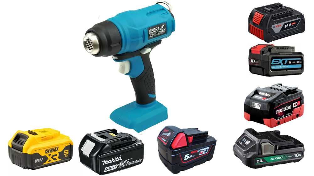 Opalarka akumulatorowa DEDRA Adapter Dewalt Makita Milwaukee Erbauer