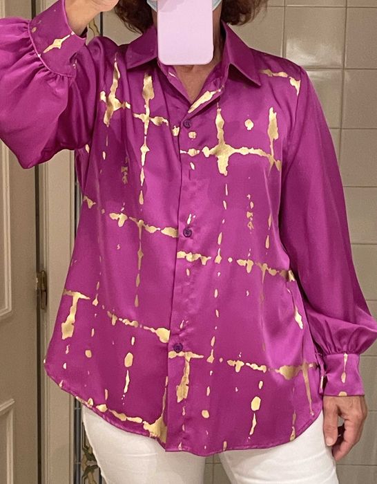 Camiseiro senhora  rosa com laivos dourados