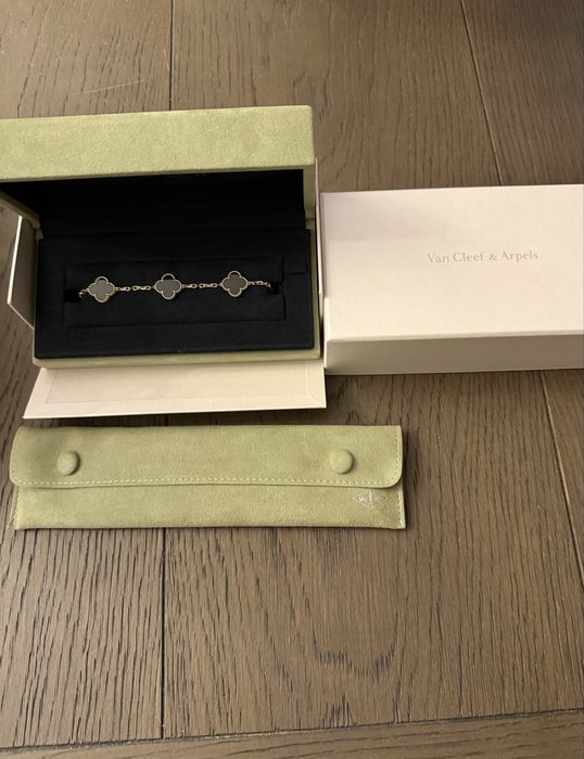 Van Cleef łańcuszek 20 koniczynek czarne i bransoletka
