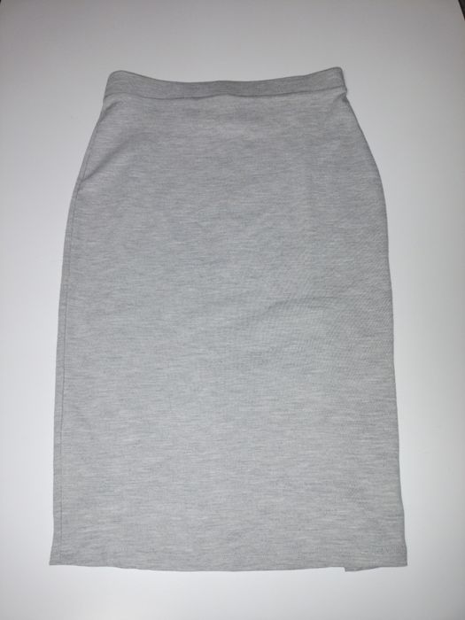 Spódnica ołówkowa szara tuba dresowa suwaki asymetryczna 34 XS f&f