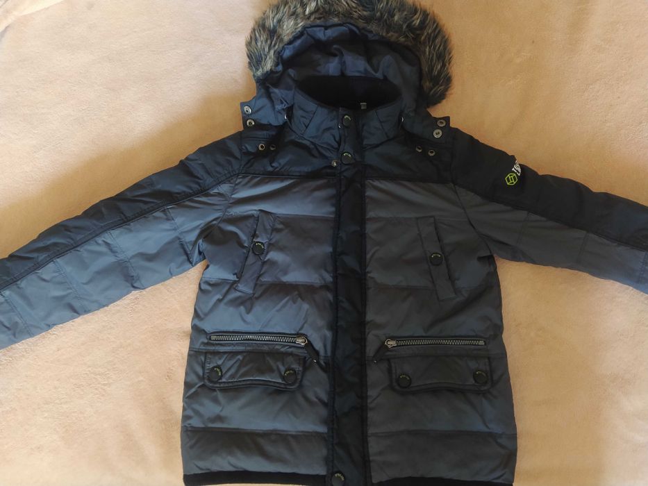 Зимовий натуральний пуховик на хлопчика на зріст 140-150