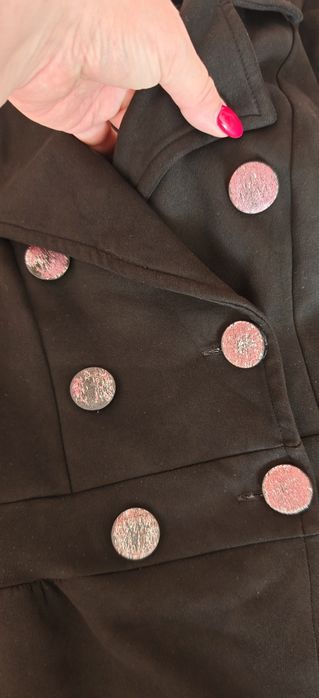 r.XS (r. 158) Płaszcz czarny elastyczny elegancki wiosenny