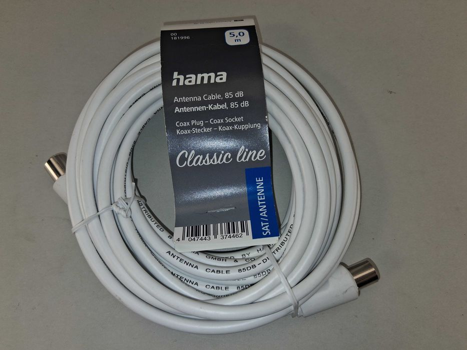 N157 Hama Antenowy Kabel Coax 5m 85dB Classic Line Sat/Antena