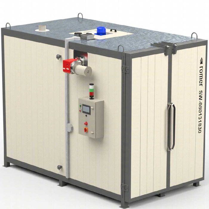 Piec olejowy z wózkami dolnymi lakiernia malarnia proszkowa ROMER