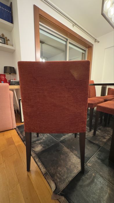 6 Cadeiras de jantar em Wange e tecido