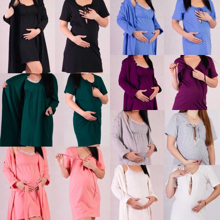 Комплект трійка в пологовий для вагітних та годуючих  мереживні 44-62