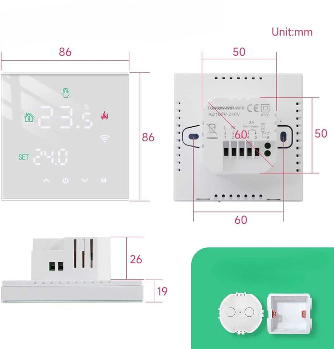 Beok TGW60W-WIFI-WP Termostat WiFi do Ogrzewania Wodnego Biały