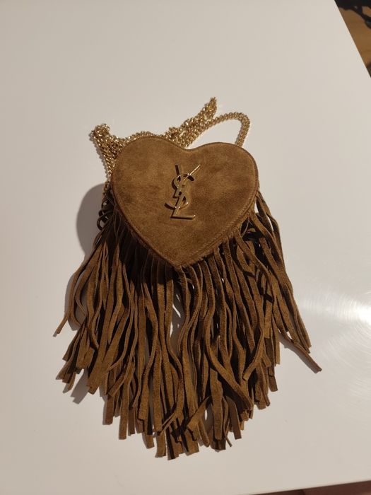 YSL fringe live heart chain bag