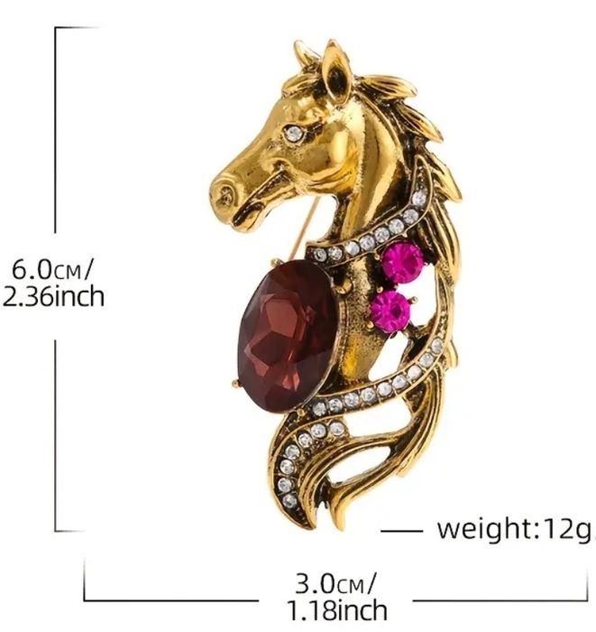 Piękna BROSZKA KOŃ Mustang Koń Arabski Jeździectwo. Nowa. Na prezent.