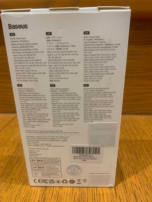 Пауєрбанк Baseus 20000 mAh 65w