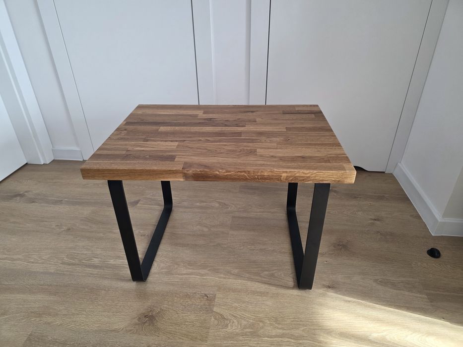 Stolik kawowy loft, naturalny blat dębowy