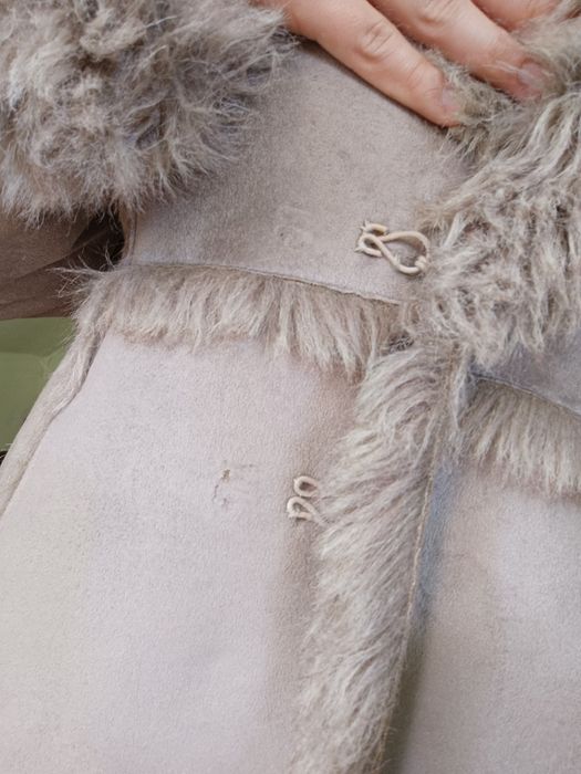 Ciepły zimowy płaszcz, sztuczny kożuch z kołnierzem