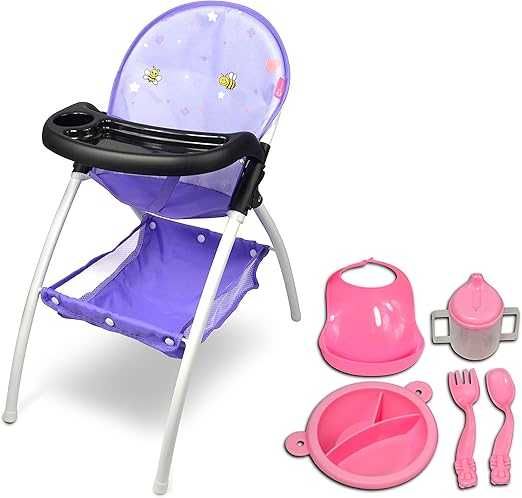 Krzesełko do karmienia lalek + akcesoria zestaw 56 cm