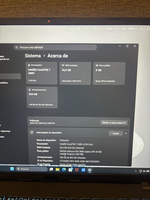 Portátil gaming Asus V16