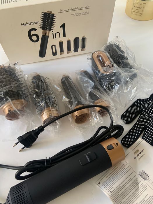 фен-стайлер для укладки волос с 6 разными насадками Hot Air Styler 1000W